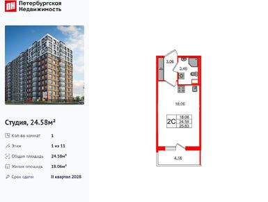 Студия 24.58 кв.м, ЖК «Астра Континенталь», 11 050 099 руб.