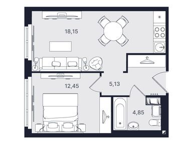 Планировки 2-к. апартаменты в Апарт-отель «Про.Молодость»