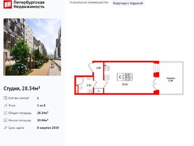 Студия 28.34 кв.м, ЖК «Аристократ», 15 176 070 руб.