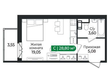 Студия 28.80 кв.м, ЖК «Сертолово Парк» (SERTOLOVO PARK), 5 760 000 руб.