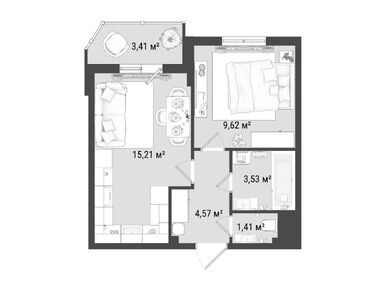 1-комнатная 36.10 кв.м, ЖК «Мурино Клаб», 6 682 184 руб.