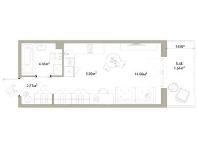 Планировки однокомнатные в ЖК «Тишин»