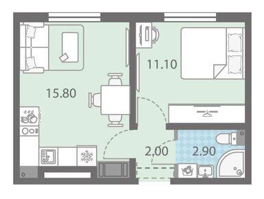 Планировки однокомнатные в ЖК «Ржевский парк»