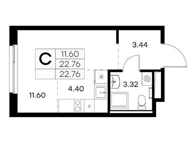 Студия 22.76 кв.м, ЖК GloraX Новоселье (Глоракс Новоселье), 4 129 999 руб.