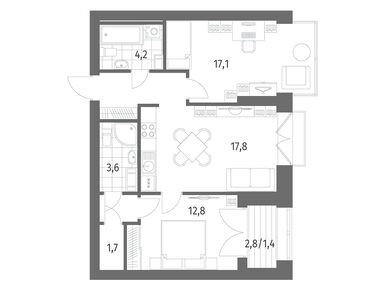 2-комнатная 69.10 кв.м, ЖК «Наука», 21 335 000 руб.