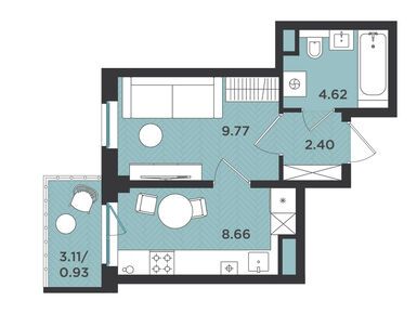 Планировки однокомнатные в ЖК «Новокасимово»