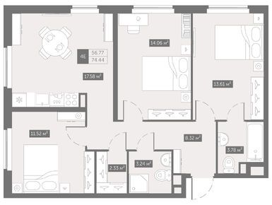 Планировки 3-к. апартаменты в «Zoom на Неве» (Зум на Неве)