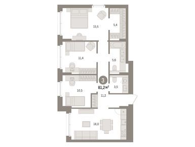 Планировки трехкомнатные в ЖК «Брусника в Новоселье»