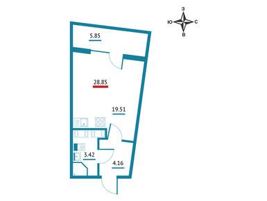 Студия 28.85 кв.м, ЖК «Левитан», 5 527 560 руб.