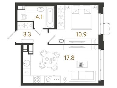 1-комнатная 36.10 кв.м, ЖК «Струны», 12 076 468 руб.