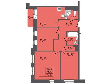 Планировки трехкомнатные в ЖК «Апрель»