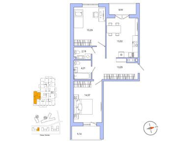 Планировки двухкомнатные в ЖК «IQ Гатчина»