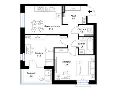 Планировки двухкомнатные в ЖК «Экография»