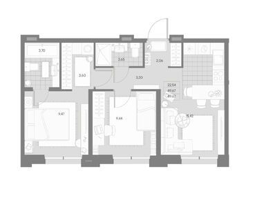 Планировки двухкомнатные в ЖК ALPEN (Альпен)