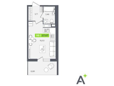 Студия 25.40 кв.м, ЖК «Аквилон Сторис», 5 972 783 руб.