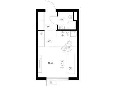 Студия 21.80 кв.м, Заречный парк, 4 423 220 руб.