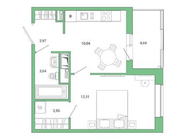 1-комнатная 34.20 кв.м, ЖК Jaanila Drive (Янила Драйв), 6 915 240 руб.