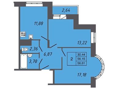 Планировки двухкомнатные в ЖК «Апрель»