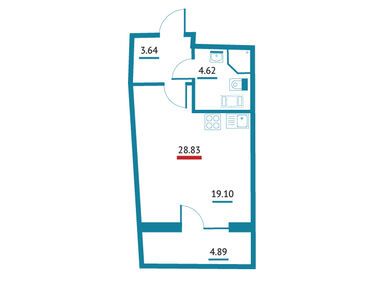 Студия 28.83 кв.м, ЖК «Левитан», 4 539 024 руб.