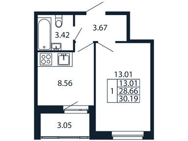 Планировки однокомнатные в ЖК «Полис Новоселье»
