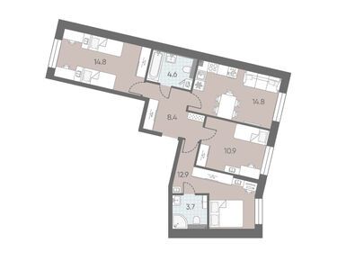 3-комнатная 70.10 кв.м, ЖК «Большая Охта», 20 784 650 руб.