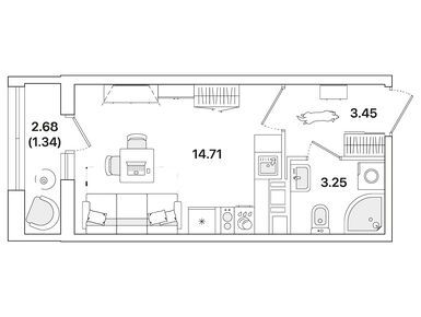 Планировки студии в ЖК «Академик»