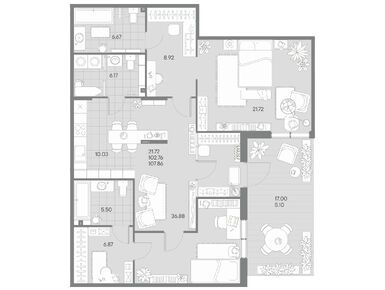 2-комнатная 105.90 кв.м, ЖК Amo (Амо), 51 382 896 руб.