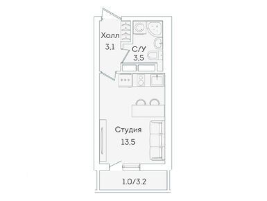 Студия 20.10 кв.м, ЖК  Lampo (Лампо), 4 700 000 руб.