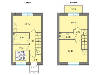 Планировки трехкомнатные в Поселок таунхаусов «Федоровское»