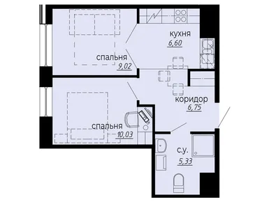 2-комнатные 37.73 кв.м, iD Polytech (АйДи Политех), 13 205 500 руб.