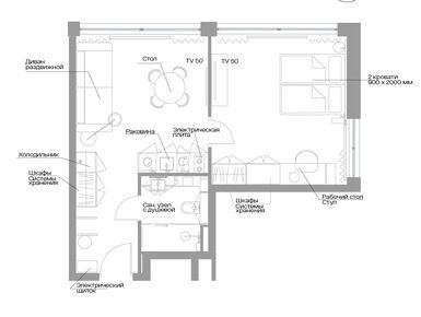Планировки 1-к. апартаменты в Апарт-отель Well Московский