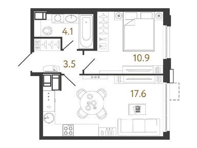 1-комнатная 36.10 кв.м, ЖК «Струны», 13 026 703 руб.