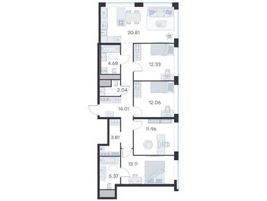 Планировки четырехкомнатные в ЖК GloraX PREMIUM Василеостровский (Глоракс Премиум Василеостровский)