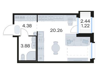 Студия 29.80 кв.м, ЖК «Глоракс Парголово», 7 615 998 руб.