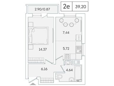 1-комнатная 39.20 кв.м, ЖК  Lampo (Лампо), 6 048 000 руб.