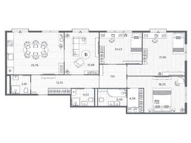 Планировки четырехкомнатные в ЖК BAKUNINA 33 (Бакунина 33)