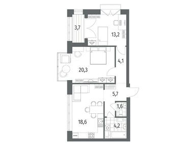 2-комнатная 69.60 кв.м, ЖК «Наука», 21 688 000 руб.