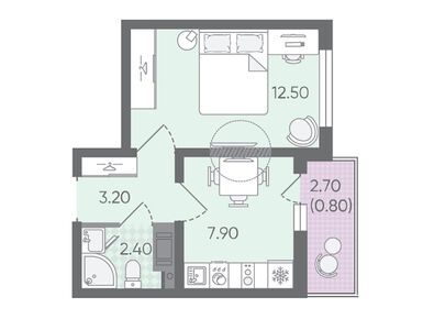 Планировки однокомнатные в ЖК «Цветной город»