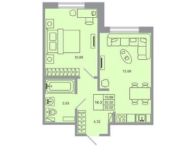 Планировки однокомнатные в ЖК «Стороны света-2»