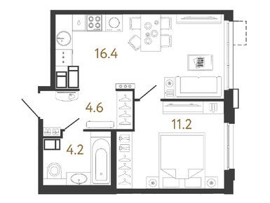 1-комнатная 36.40 кв.м, ЖК «Струны», 13 134 958 руб.