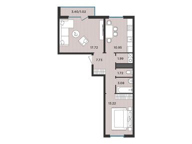 Планировки двухкомнатные в ЖК «Новокасимово»