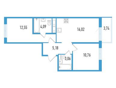 Планировки двухкомнатные в ЖК AEROCITY LIFE (Аэросити Лайф)