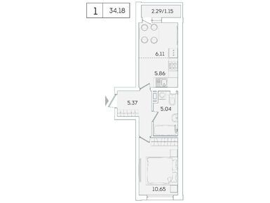 1-комнатная 33.20 кв.м, ЖК  Lampo (Лампо), 5 166 000 руб.