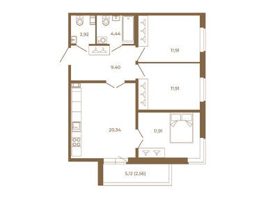 Планировки трехкомнатные в ЖК «Новая история»