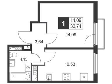 Планировки однокомнатные в ЖК «Слобода»