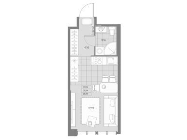 1-комнатная 25.19 кв.м, ЖК AVANT (Авант), 25 034 918 руб.