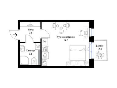 Студия 25.30 кв.м, ЖК «Экография», 5 546 266 руб.