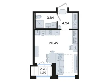 Студия 29.96 кв.м, ЖК «Глоракс Парголово», 6 249 999 руб.