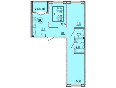 Планировки трехкомнатные в ЖК «Образцовый квартал 6.4»