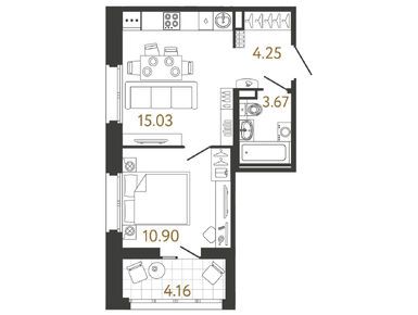 1-комнатная 33.85 кв.м, ЖК Ultra City 3.0 (Ультра Сити 3.0), 9 373 217 руб.